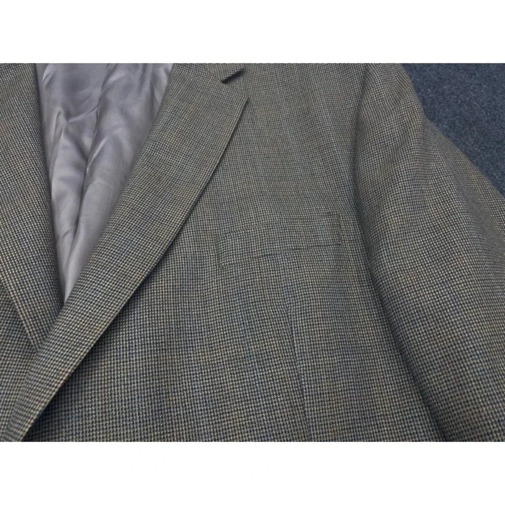 Ralph Lauren Wool Blazer Jacket Mens 56R Olive Brown Micro Check Two Button